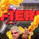 A collage of photos of Guy Fieri, flames, limes, and jalapenos superimposed over the title screen for The Legend of Zelda Ocarina of Time