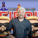 A symmetrical collage comprised of photos of Guy Fieri and a funkopop of Guy Fieri is superimposed over the title screen of The Legend of Zelda, Link to the Past